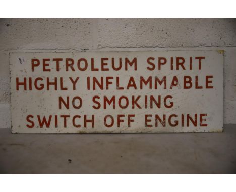 Vintage Metal Petrol sign made from pressed Aluminum. Measures approx 18 x 34 inches. See photos. 