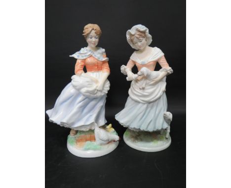 Two Royal Worcester Figurines from 'The Old Country Ways' Series. Farmers Wife plus Shepherdess. Both limited edition of 9,50