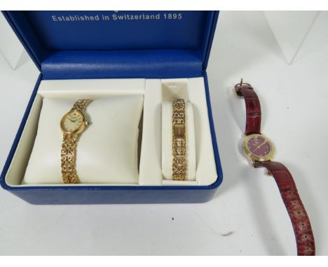 Ladies Rotary Quartz watch with matching Bracelet set in a presentation box plus a Bradley ladies quartz watch with date wind