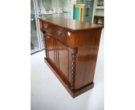 Early Victorian Buffet Sideboard with central cupboards and drawer above. Twist columns to sides in excellent condition.  H:3