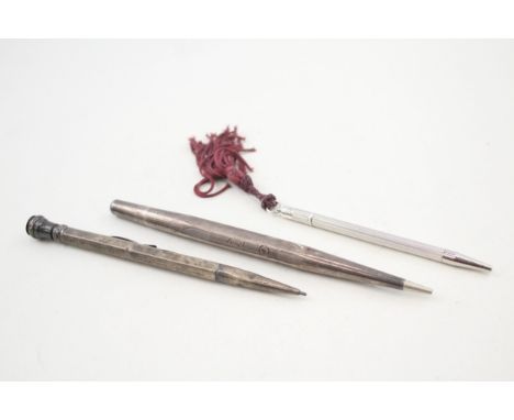 3 x Antique / Vintage .925 Sterling Silver Propelling Pencils Inc Lifelong (38g)     656113 