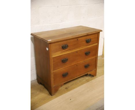 Vintage three Drawer Chest. Raised on Bracket feet it measures H:30 x W:36 x D:18 inches. See photos. 