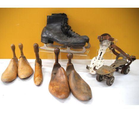 Interesting shoe lots to include stretchers and Vintage Roller Skates. See photos. 