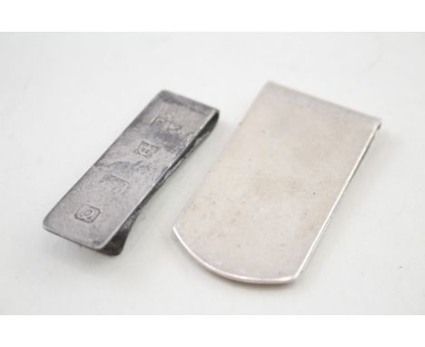 2 x Vintage Hallmarked .925 Sterling Silver Gents Money Clips (43g)     656444 