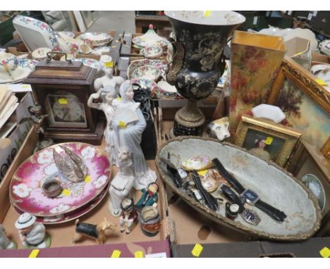 Two trays of assorted ceramics, collectables and decorative items to include Royal Doulton, Beswick and Nao 