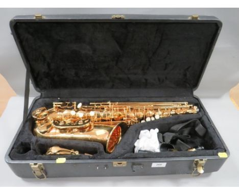 An FF Saxophone in fitted padded case 