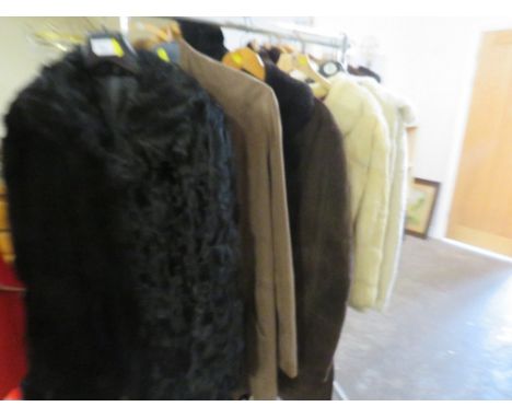 Four vintage jackets / coats to include a Richard Draper sheepskin coat, coney fur jacket etc., plus a modern Per Una faux fu