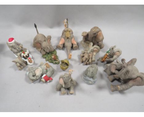 A tray of decorative elephant figures 