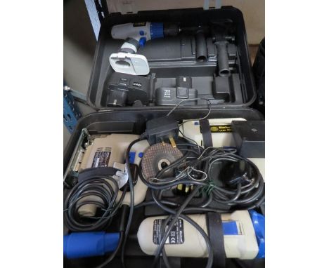 A boxed Einhell tool kit to include disk cutter, jigsaw, drill, cordless screwdriver 