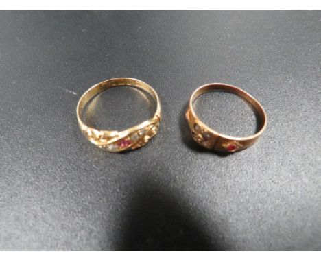 A hallmarked 18 carat gold ring approx weight 2.7g together with an unmarked example A/F 