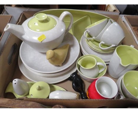 A tray of Poole two tone tea and dinner ware etc 