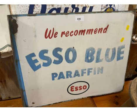 A vintage enamel double sided sign ‘Esso blue paraffin’ 