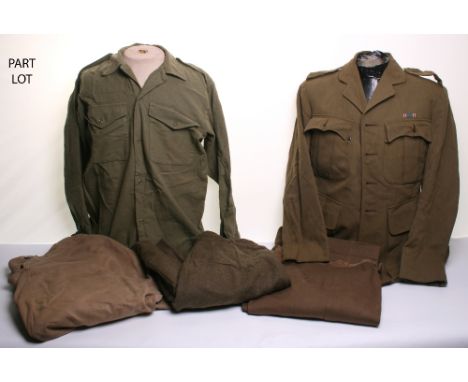 Selection of British Uniform Items, including officers four pocket service dress tunic with no insignia, pair of interwar off