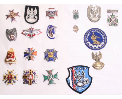 Collection of Post-Communist era Polish Military Insignia, consisting of 14 enamel tunic divisional breast badges, Polish arm