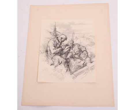 Folder of Propaganda Artist Pictures of German Troops in Combat, the pictures are all of famous Third Reich war artists paint