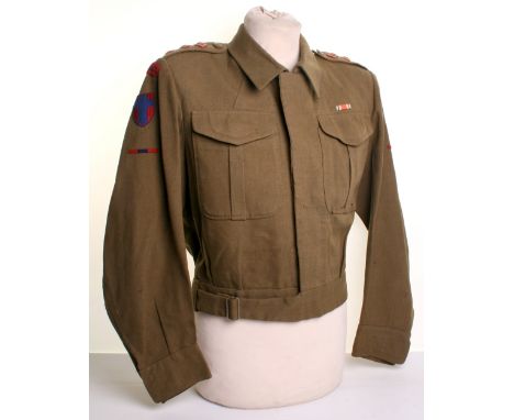 Private Purchase Officers Royal Army Ordnance Corps Battle Dress Blouse, of fine quality cloth with padded shoulder sections.