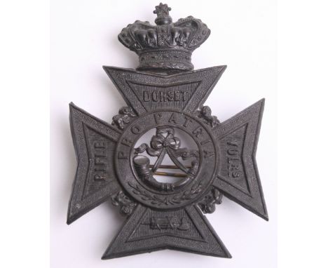 Victorian Dorset Rifle Volunteers Helmet Plate, blackened Victorian crowned Maltese style cross. In the arms of the cross are