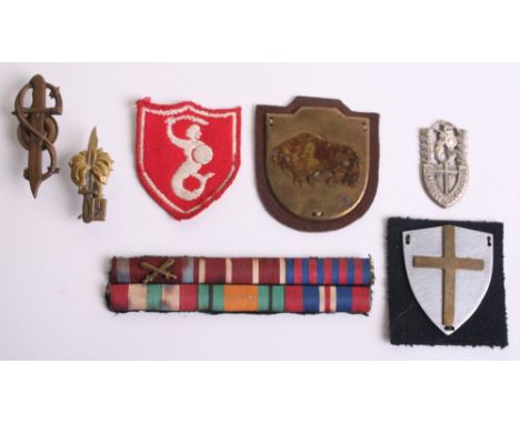 WW2 Polish 2nd Corps Grouping consisting of 2nd Corps metal breast badge numbered on the reverse 055409 (missing fittings), 3