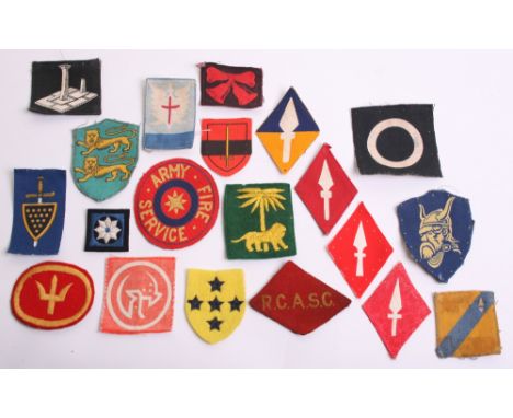 Selection of WW2 & Post WW2 Formation Signs including printed 1st Corps RASC, 2x printed 1st corps, silk woven 1st corps, emb