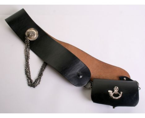 Royal Rifles of Canada Cross Belt & Pouch, with post 1902 silvered regimental cross belt plate with four screw post fittings 