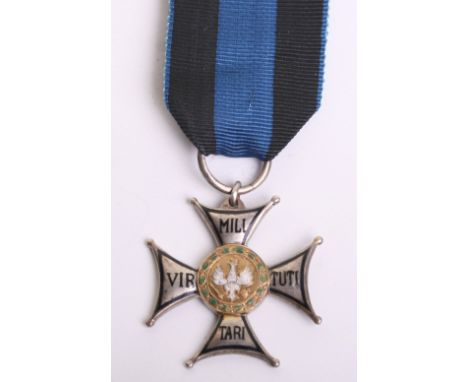 Polish Virtuti Militari Medal Awarded to Monte Cassino Casualty Captain Waclow Buyko, pre-war 5th class medal with gilt and e