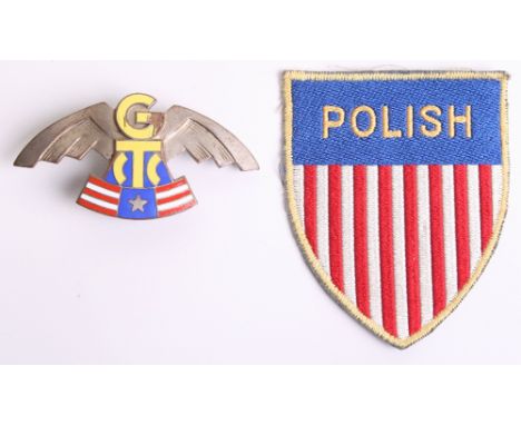 US Civilian Guards Training Centre Insignia, consisting of silver and enamel centre breast badge as issued to Polish troops s