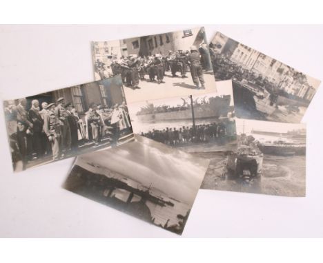 Set of Photographs of Liberation of Guernsey Interest, six black and white postcard size images taken when the British forces