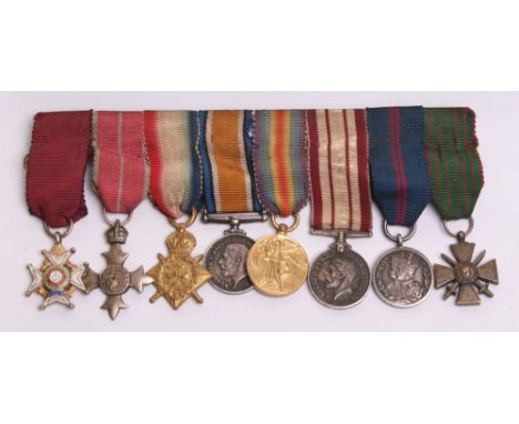 Order of the Bath Miniature Medal Group of Eight, consisting of gilt and enamel C.B, 2nd type Military OBE, 1914 star, Britis