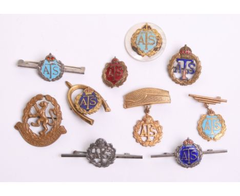 Selection of ATS Sweetheart Brooches consisting of silver regimental badge on tie pin fitting (reverse stamped silver), 2 x s