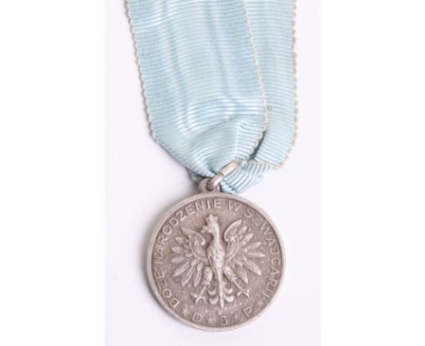 Polish Internees in Switzerland Medal, silver medal awarded for Polish troops who were interned in Switzerland. Obverse of th