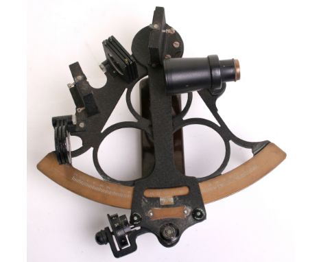 WW2 Period Naval Sextant by Hezzanith with brass work scale. Makers plaque remains clear. Bakelite bottom base section. Not d