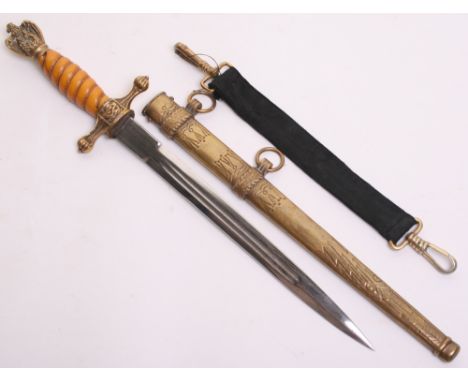 Late War Kriegsmarine Officers Dress Dagger by Alcoso, the dagger is complete with its original orange handle. The fittings a