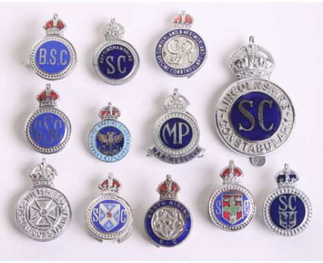Selection of Special Constabulary Badges, mostly in chrome and enamel. Various forces and fittings on the reverse. Also a chr