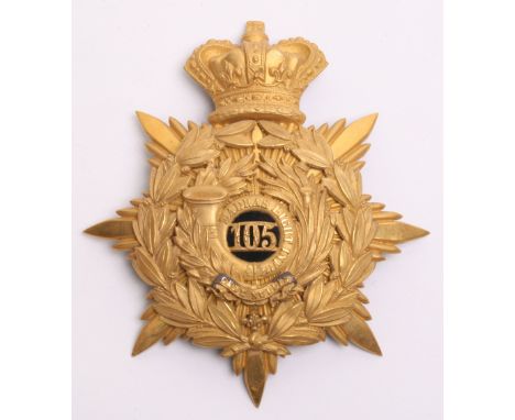 Rare Victorian 105th Madras Light Infantry Helmet Plate, of superb quality gilt crowned star, mounted with a laurel wreath an