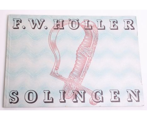 Third Reich Sword and Dagger Manufacturer F W Holler Solingen Salesman Catalogue, 1941 dated catalogue shows various swords a