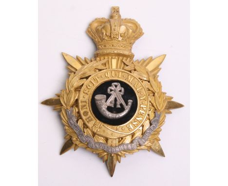 Victorian Oxfordshire Light Infantry Officers Home Service Helmet Plate, fine gilt crowned star with laurel wreath and garter