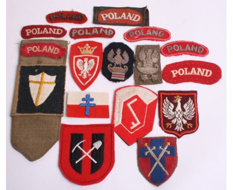 Selection of Polish Cloth Insignia including embroidered Repatriation and Liaison regiment formation sign, Polish army In Fra