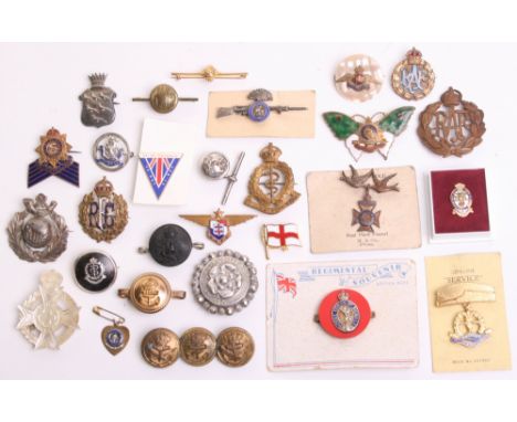 Selection of Mostly WW1 Regimental Sweetheart Brooches, of various regiments including Royal Flying Corps in gilt and enamel,