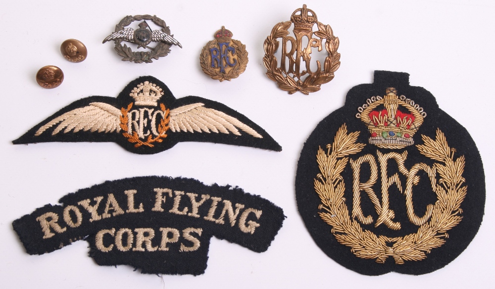 Selection Of Royal Flying Corps Insignia And Badges Consisting Of Cloth ...