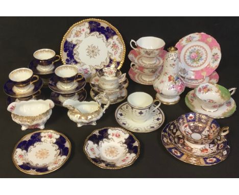 Ceramics - a set of six Coalport coffee cups and saucers; a Coalport cabinet trio; a Hammersley sucrier and cream jug; other 