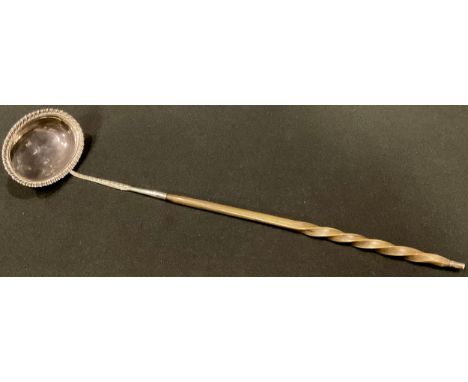 A George III silver punch ladle, gadrooned borders,  twisted baleen handle, 36cm long, William Knight II, London 1813 