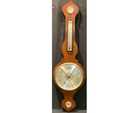 A mid 19th century rosewood wheel barometer, 103.5cm high 