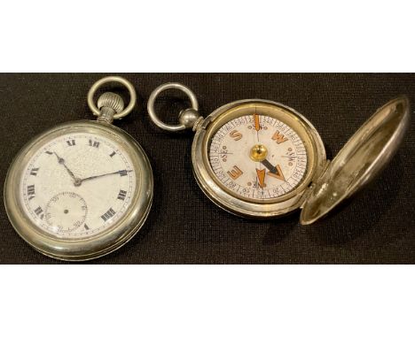 A Military pocket watch 28205.2; a World War One 1918 military compass 