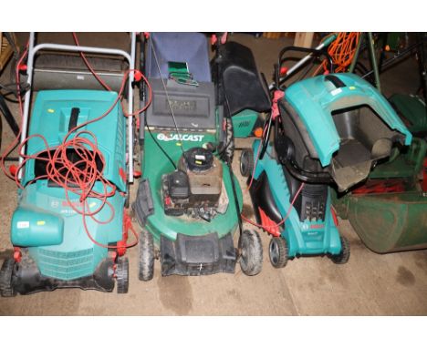 A Qualcast petrol rotary lawn mower