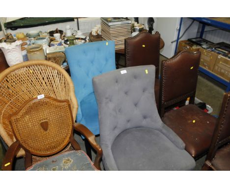 Two upholstered button back dining chairs