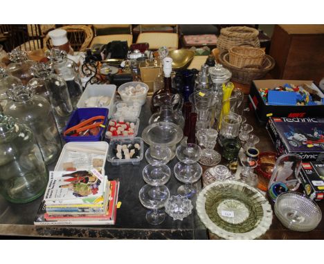 A glass standard lamp lacking lead, various other glassware to include Babycham glasses etc.