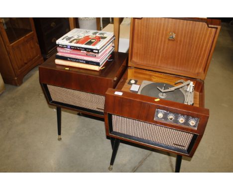 A vintage Garrard Dynotron record player and speaker