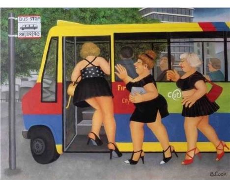 Beryl Cook (British, 1926-2008), 'Bus Stop', Limited edition lithographic print, signed by the artist in pencil in the margin