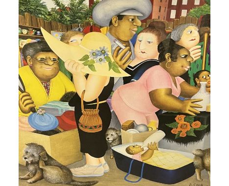 Beryl Cook (British, 1926-2008), 'Street Market', Limited edition lithographic print, signed by the artist in pencil in the m