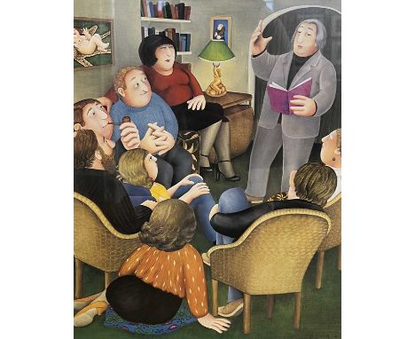 Beryl Cook (British, 1926-2008), 'Poetry Reading', Limited edition lithographic print, signed by the artist in pencil in the 
